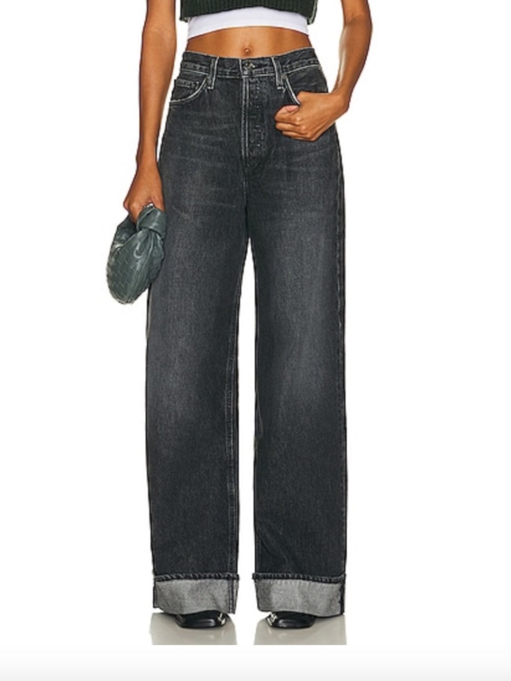 Agolde Dame Cuffed High Rise Wide Leg Jeans